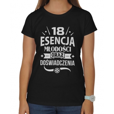 Koszulka damska na 18 urodziny 18 esenscja młodości i doświadczenia